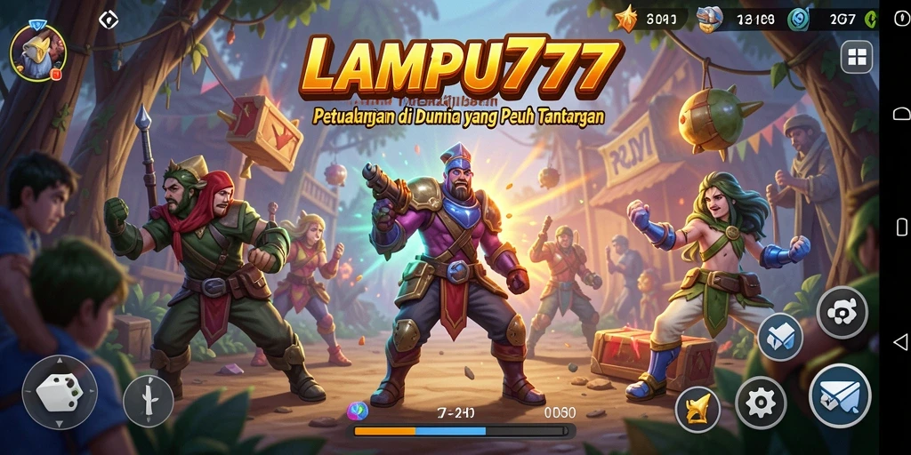 Tangkapan layar gameplay LAMPU777 menampilkan petualangan menawan di dunia penuh rintangan.