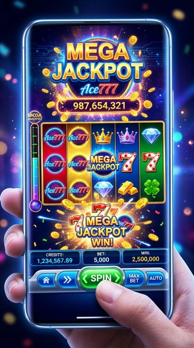 Screenshot aplikasi ace777 menampilkan fitur unggulan yang menarik.
